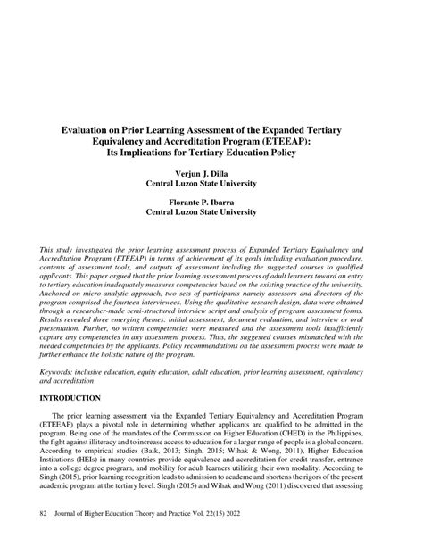 ETEEAP/Prior or Adult Learning .